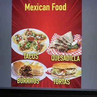 Tacos,Quesadilla,Burrito,tortas