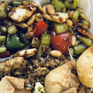 a close up of a meal in a styrofoam container