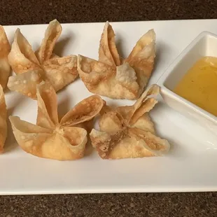 Crab Rangoon serve with duck sauce or sweet chili sauce