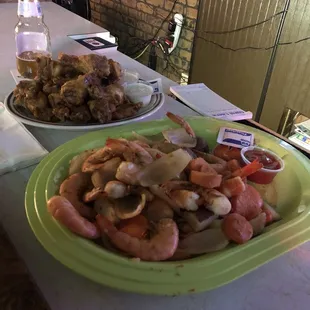 two plates of food on a table