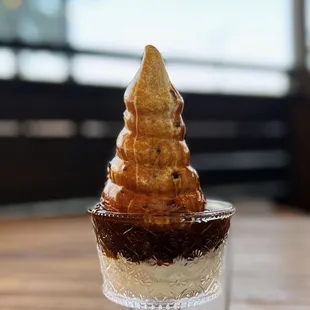 Sundae w/ warm salted caramel sauce, cocoa nibs ($17)