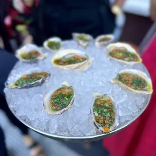 Kusshi Oysters, Chrysanthemum &amp; Trout Roe