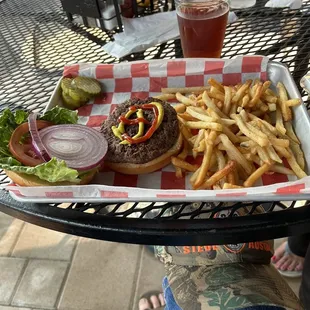 Burger and excellent fries