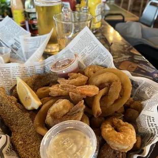 Catfish and shrimp platter.