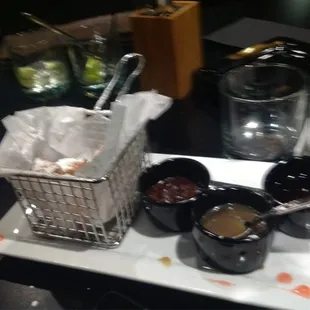 a variety of condiments and condiments