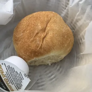 Check out this massive dinner roll! Took up the whole Basket!
