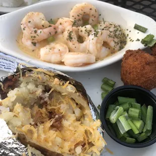 This is my crazy dinner. I wanted just shrimp scampi without the pasta. Jesus this stuff is to die for. Order it. Man.