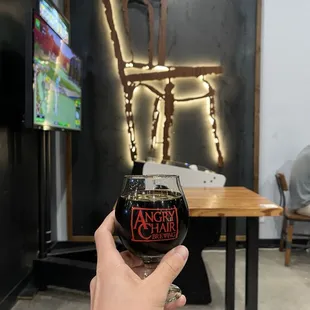 German chocolate stout with an angry chair