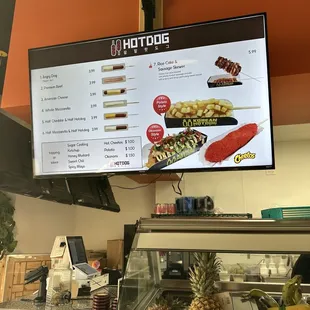 Hotdog menu