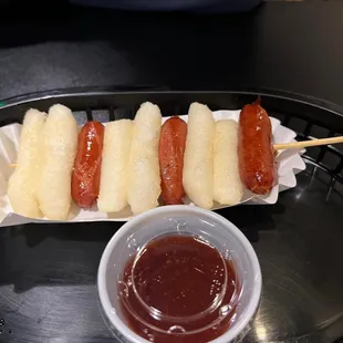 Rice Cake &amp; Sausage Skewer