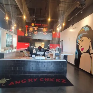 Inside Angry Chickz- where you order
