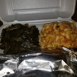 Mac and Greens. Everything was packaged well to keep the food hot!