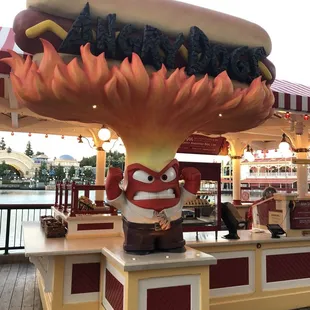 Take the selfie in front of Anger. But the hot dogs are way overpriced even for Disney pricing.