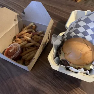 Angry burger + fries