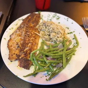 Blackened Redfish with Seasonal Vegetable of the Day