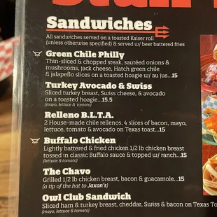 menu