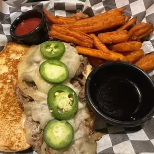 Green Chile Philly w/Sweet Potato fries