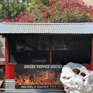 Smoke shack off back deck.