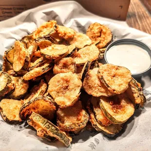 a pile of fried eggplant chips