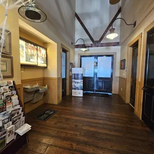a hallway in a restaurant