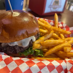 Mushroom Burger with Provolone Cheese