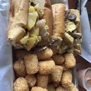 Hawaiian cheesesteak with tater tots