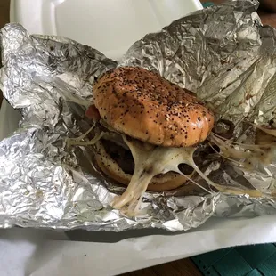 Double mushroom bacon Swiss burger