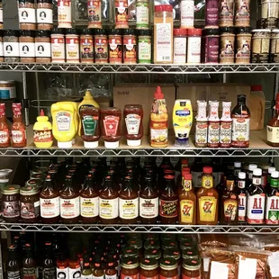 a variety of sauces and condiments