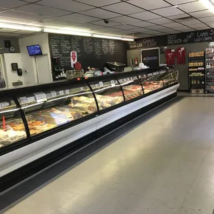 the inside of a deli
