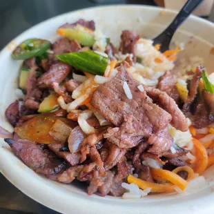 Spicy BBQ pork rice bowl