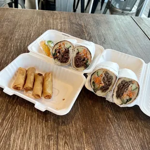 Chinese BBQ pork banh mi, grilled lemongrass meat (beef) banh mi