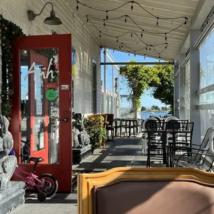 Patio with view to the marina