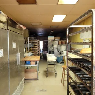 the inside of a bakery