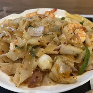 Drunken Noodle (extra spicy with shrimp)