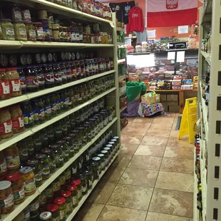 Lots of pickled and canned goods.