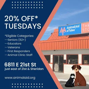 Our most popular day of the week - 20% off Tuesdays!