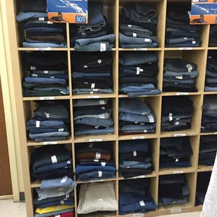 Organized jeans.