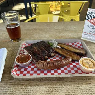 Ribs, pork belly, sausage