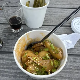 Sesame cucumbers and dilly beans