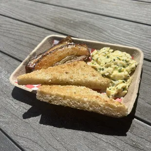 house made focaccia, pork belly, eggs