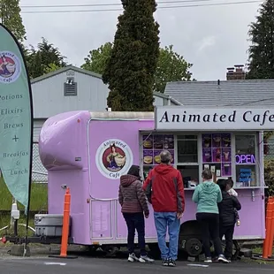 The pink trailer with tremendous coffee and treats