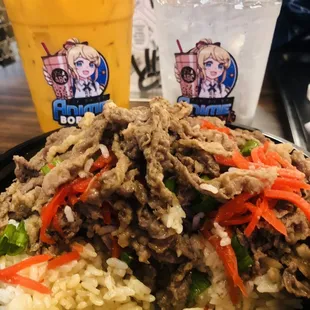 Gyudon with Thai Tea!! Yummy