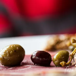 olives and meat