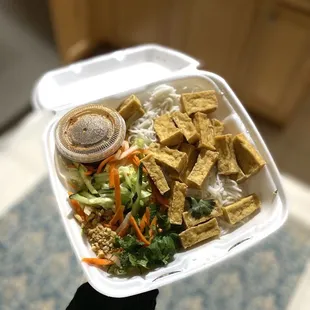 Tofu salad noodle bowl