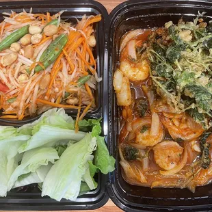 Green Papaya Salad &amp; Tamarind Shrimp.