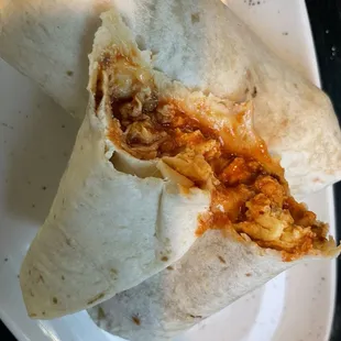Sorry for the chewed food pic, I wanted to show you what's inside the burrito