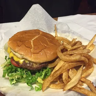 Cheese burger and homemade fries.  Very good...would come here again.