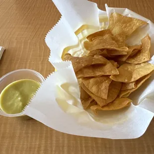Chips and green salsa
