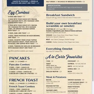 the menu of the restaurant