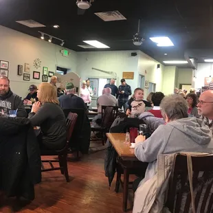 The dining area and people waiting for tables...busy place.